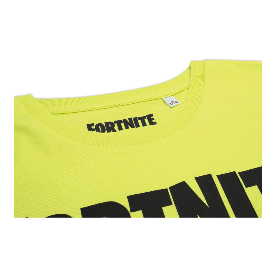 FORTNITE | LOGO | Lime Green | Short Sleeved | Unisex Kids | Crew | Gaming Cotton T-Shirt Sizes 10 - 16 Years